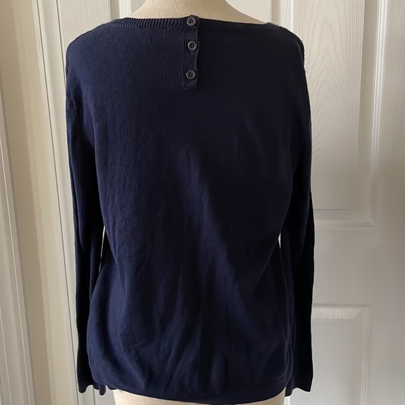 Talbots 3 Dachshunds doggies lightweight navy cotton sweater top LP - Picture 6 of 9